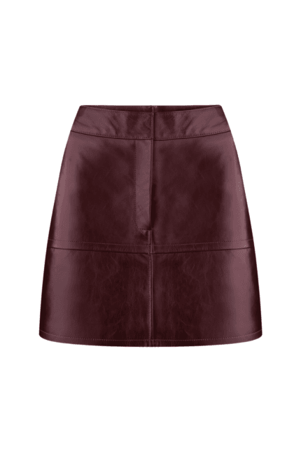 Mini Leather Skirt In Burgundy